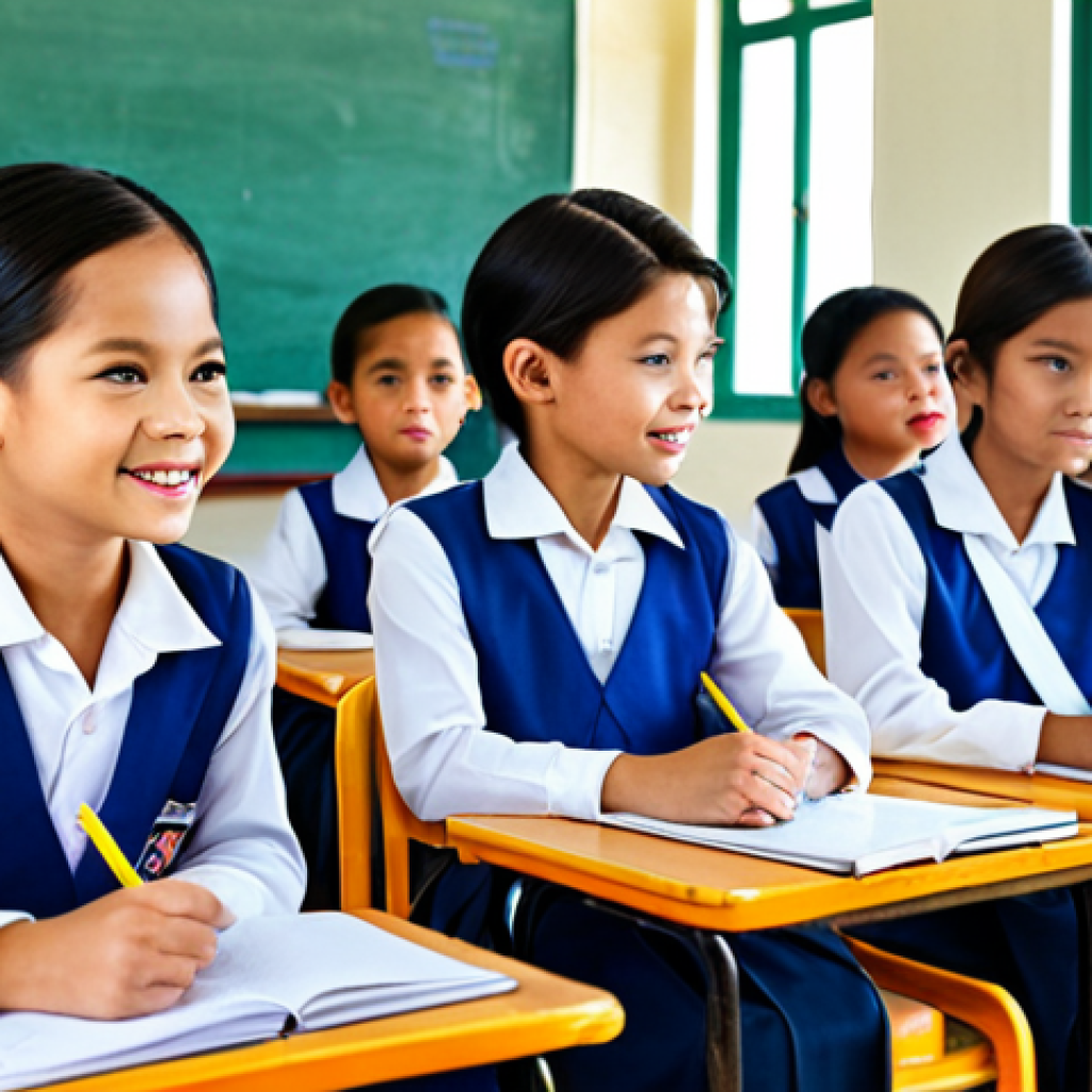 **

"A vibrant classroom scene in Thailand, filled with children enthusiastically participating in a Thai language lesson, fully clothed in school uniforms, appropriate attire, safe for work, perfect anatomy, natural proportions, teacher present, colorful learning materials, family-friendly, high quality."

**