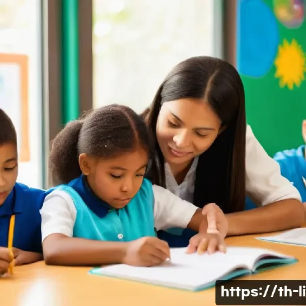 문해교육사와 학습자 관찰 기록법 - **Prompt 1: The Observant Teacher in a Diverse Classroom**
    "A heartwarming and bright indoor sce...