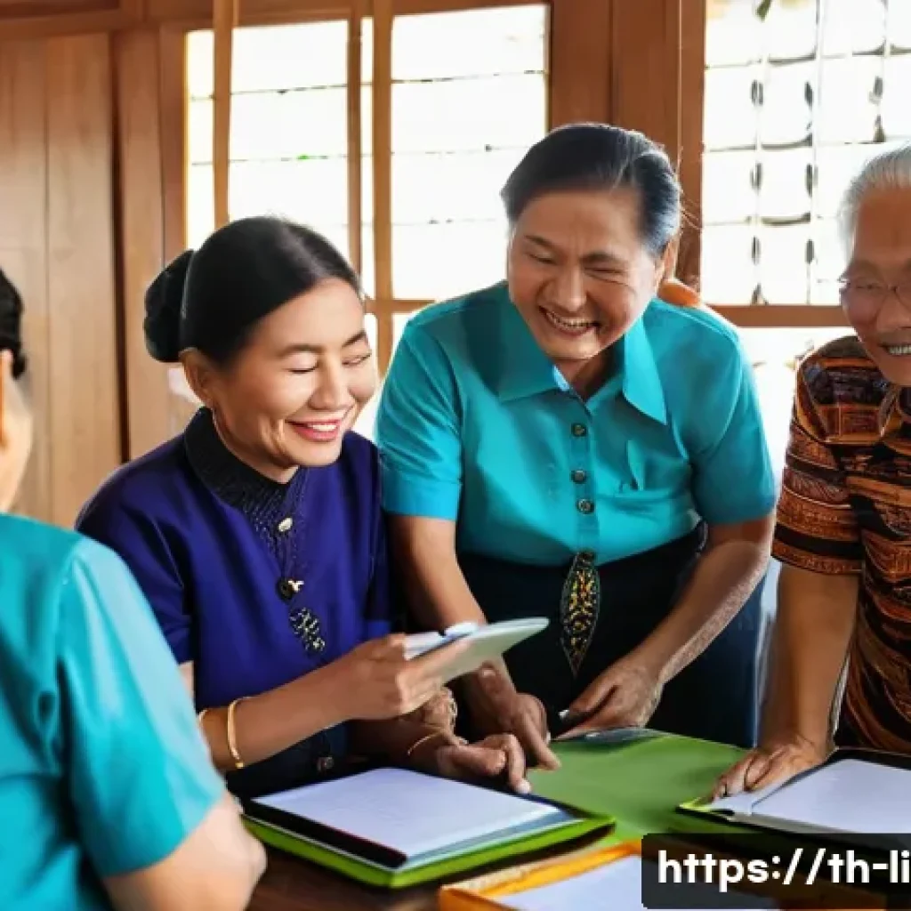 문해교육사와 국가 교육 정책 사례 - **Prompt:** A vibrant and welcoming community learning center in a Thai province. Several elderly Th...
