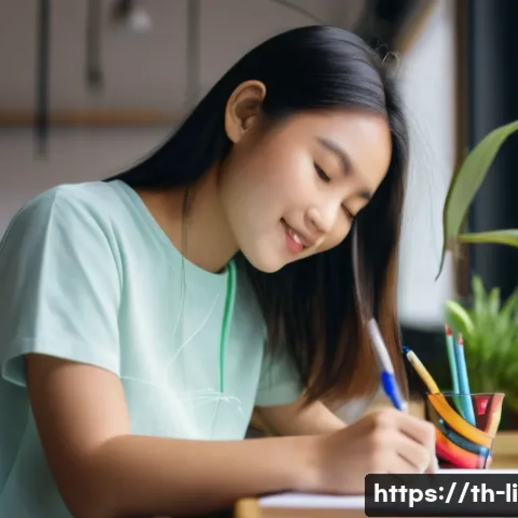 문해교육사와 심리학 기법 적용 - **Prompt:** "A vibrant Thai female student, appearing to be in her late teens or early twenties, is ...