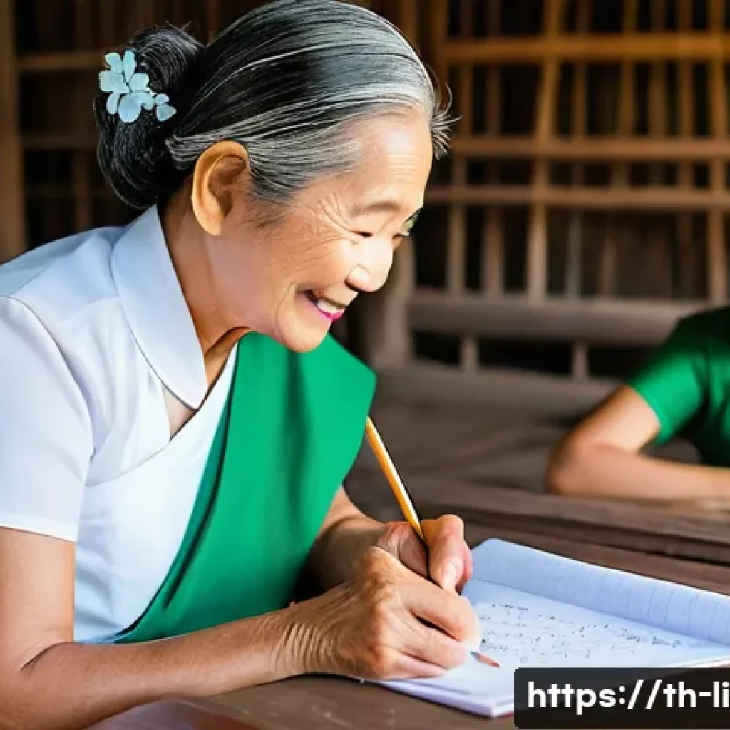 문해교육사와 직업 만족도 조사 분석 - **Prompt 1: A heartwarming moment in a rural Thai adult literacy classroom.**
    "A compassionate f...
