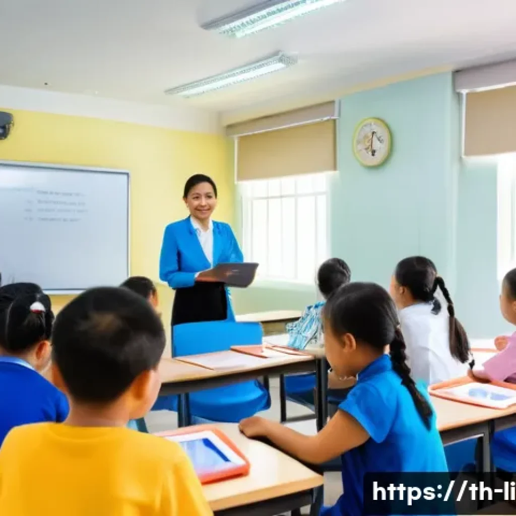 문해교육사 자격증 취득 후 커리어 플랜 - A professional Thai literacy teacher conducting a community workshop in a bright, welcoming classroo...