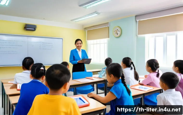 문해교육사 자격증 취득 후 커리어 플랜 - A professional Thai literacy teacher conducting a community workshop in a bright, welcoming classroo...