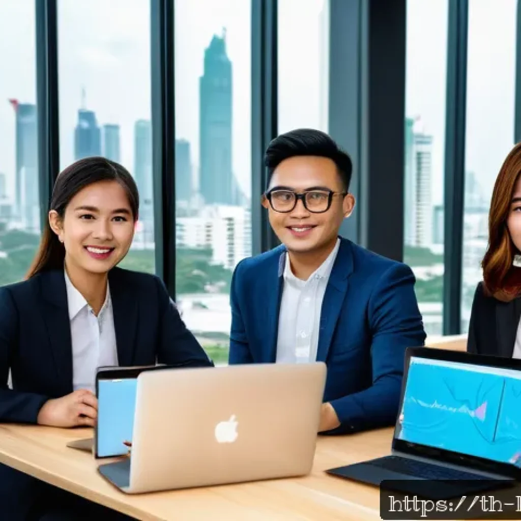 문해교육사 이직 성공 전략 - A modern co-working space in Bangkok with diverse young Thai professionals collaborating on digital ...