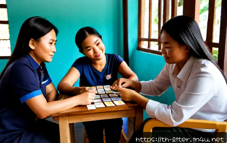 Home 17 문해교육사와 교수법 연구 사례 - Photorealistic adult literacy educator in a welcoming community learning center in Thailand, patient...